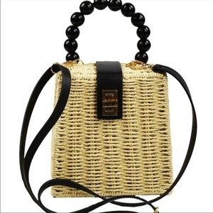 Straw Trendy Crossbody With Ball Handle